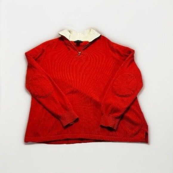 Daniel Cremieux Sweater Mens Large Orange Quarter Zip Pullover - Picture 1 of 4